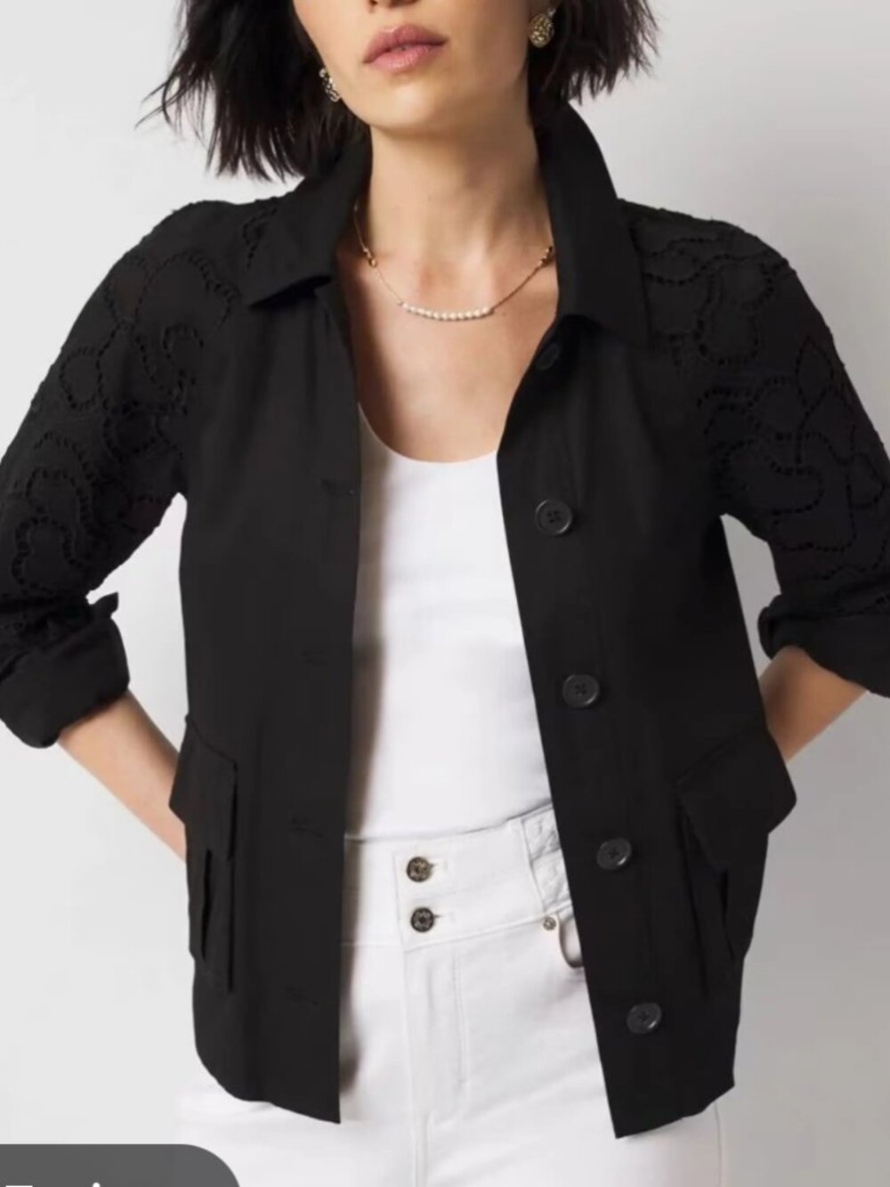 nwt white house black market embroidered openwork cargo jacket $200 retail 18